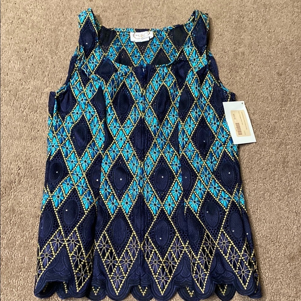 The Cowgirl Junk XS Blue & Yellow Sleeveless Zip-up Show Vest Equestrian Summer